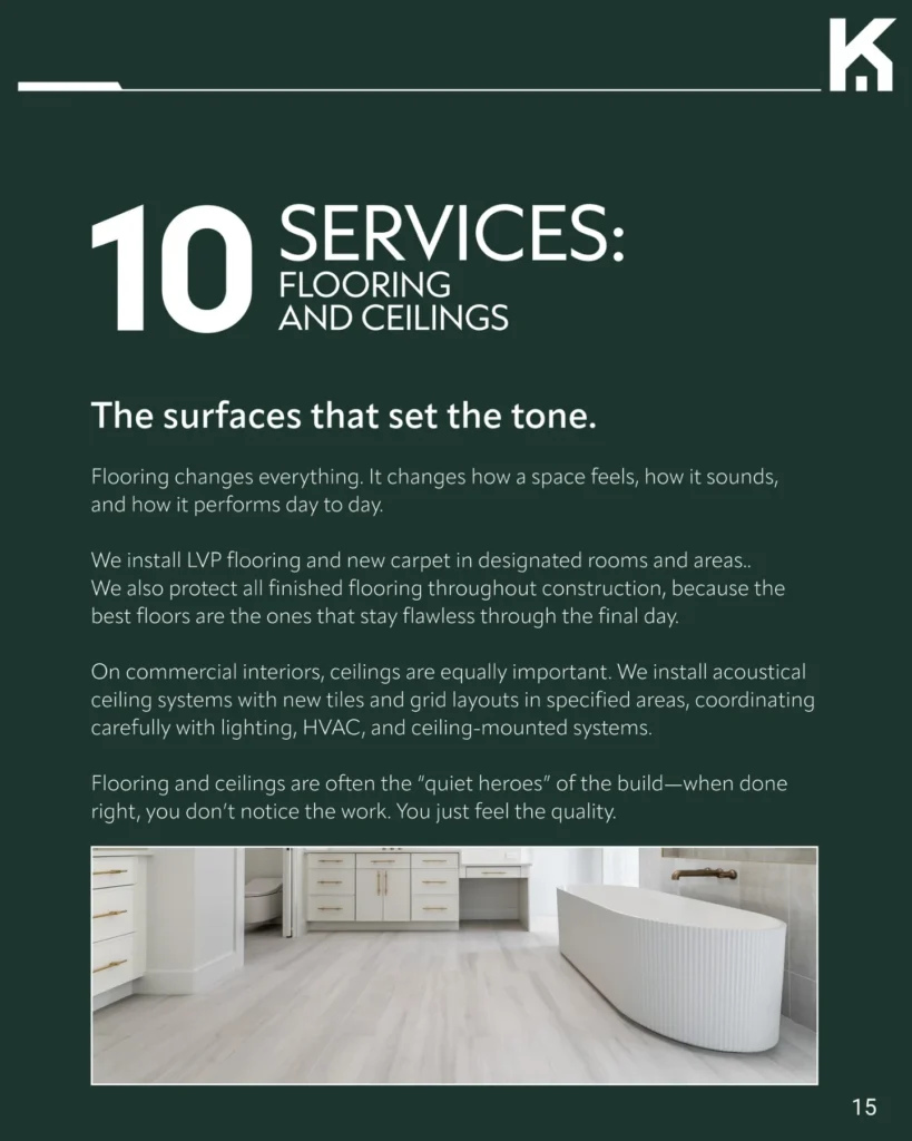 Kelly General Contracting — Story and Services book — page 15