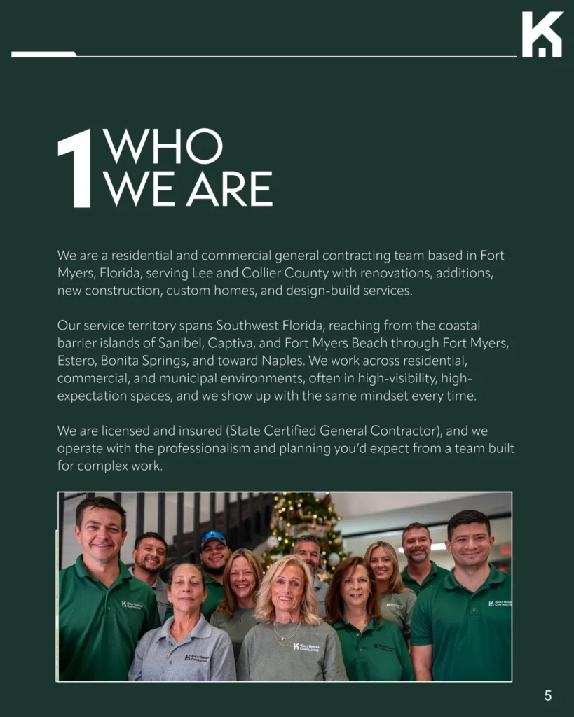 Kelly General Contracting — Story and Services book — page 5