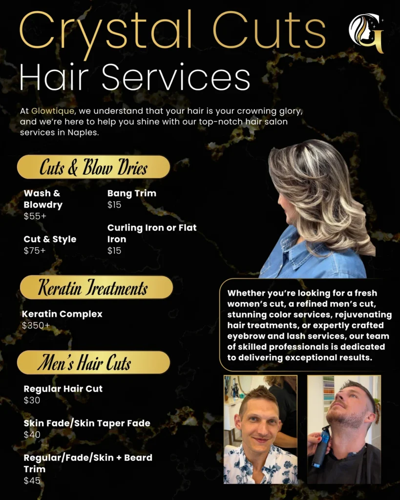 Glowtique — Salon service menu — page 1