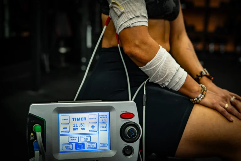 NerveOTX technology and electrode wraps photographed in a training setting