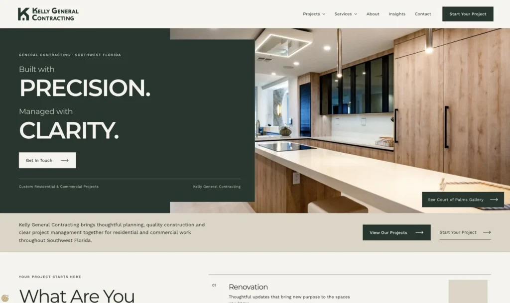 Kelly General Contracting public homepage, captured 19 October 2026